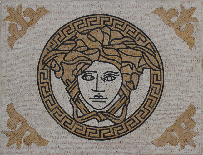 CR1225 Versace God Of Love Handmade Rug Design Mosaic | Mosaic Marble