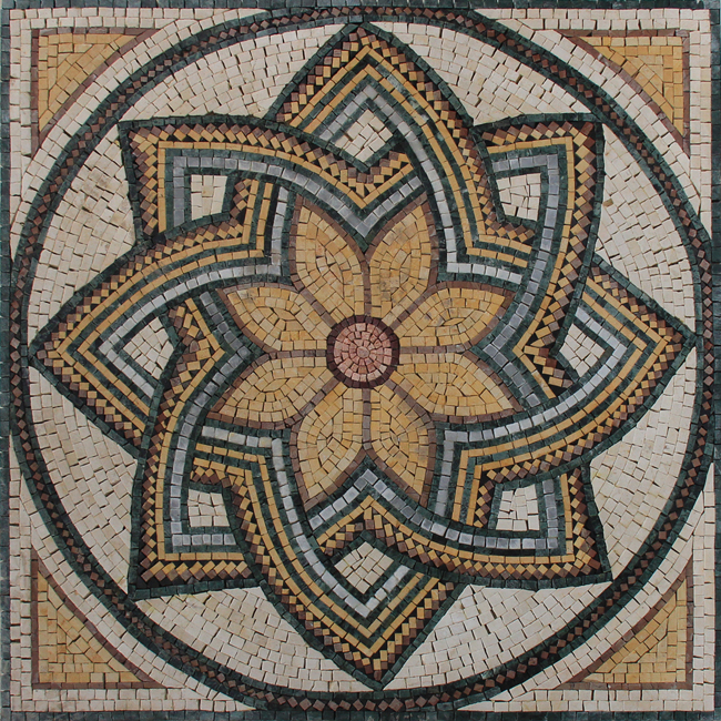 GEO1230 Beautiful Daisy Flower Attached Chain Mosaic | Mosaic Marble