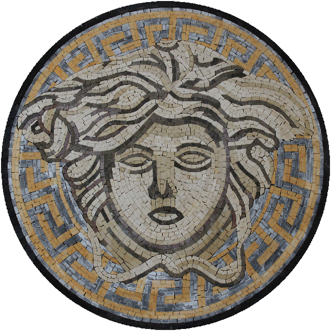 MD1102 Earth Tones Classic Versace Round Mosaic | Mosaic Marble