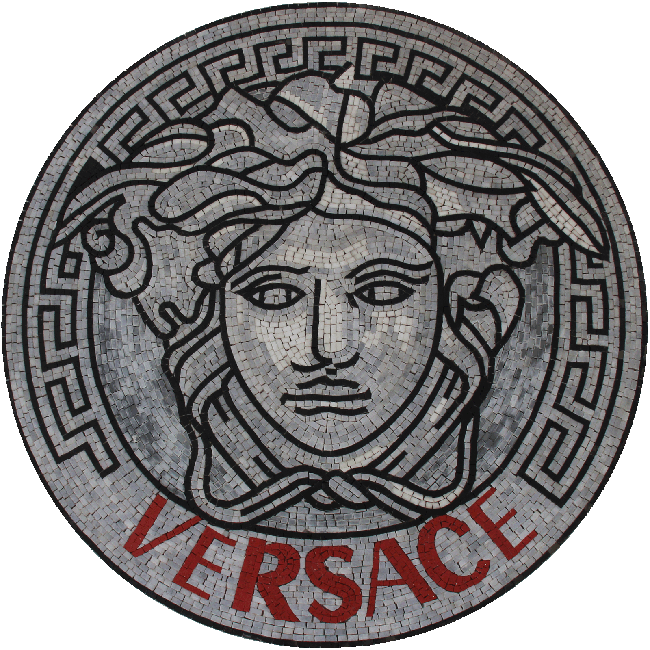 MD2007 Centered Versace Synthetic Red Letters Mosaic | Mosaic Marble
