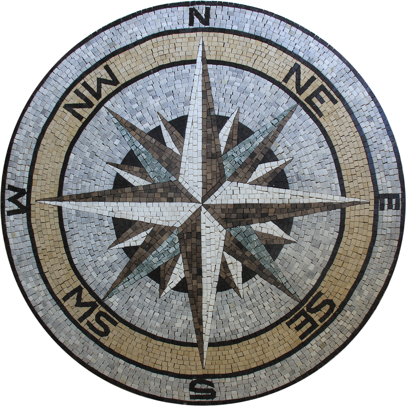 Floor Medallion Nautical Earth Colors Compass Mosaic Mosaic Marble