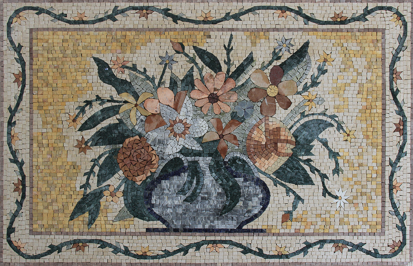 Flower Art Tile Stone Floral Mosaic | Mosaic Marble