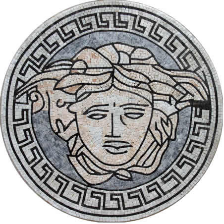 MD159 Versace Round Logo Medallion Mosaic | Mosaic Marble