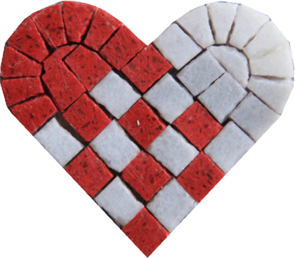 Red White Heart Pixel Art Passion  Mosaic