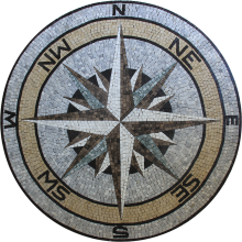 Floor Medallion Nautical Earth Colors Compass  Mosaic