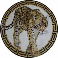 AN1043 Wild Leopard Animal Greek Frame  Mosaic