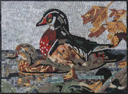 AN1075 Cute Duck Red Feathers Garden Nature  Mosaic