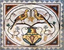 Greco Roman Peacocks and Vase Mosaic