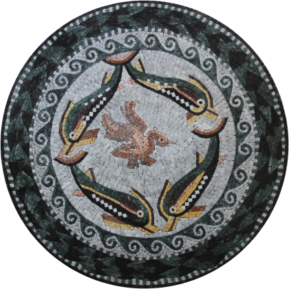 Oriental dolphins with bird Mosaic