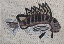 Maroon Fish Backsplash Mosaic