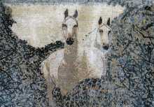 AN119 Beautiful white horses in bush Mosaic