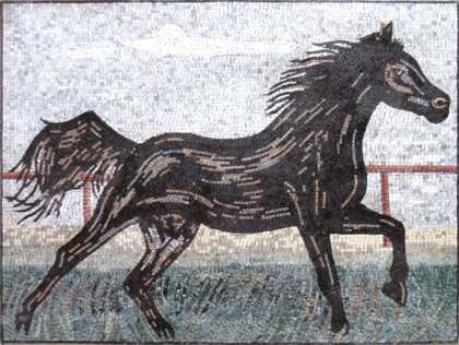 AN139 Black horse in motion Mosaic