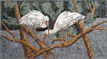 AN181 White storks on trees Mosaic