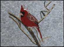 AN1864 Mini Red Cardinal Bird Handmade Home  Mosaic