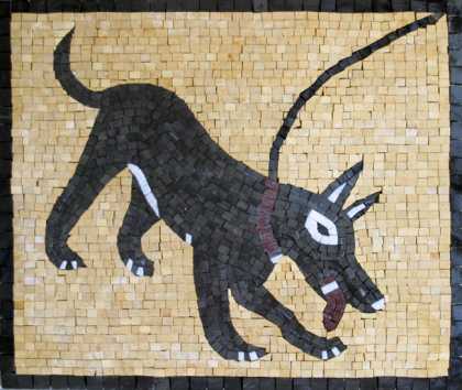 AN187 Black dog with lace Mosaic
