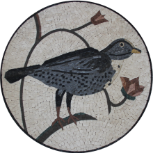 Bird Mosaic Round Tile Art