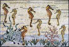 AN244 Gold sea horse group Mosaic