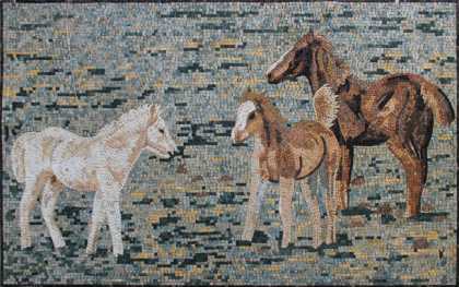 AN250 Three small horses  Mosaic