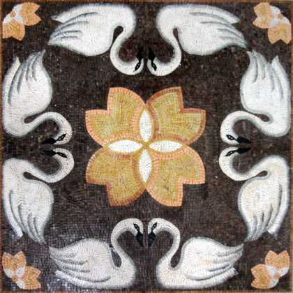 AN257 White swans & flowers art Mosaic
