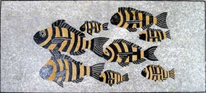 AN271 Swimming black & gold fish Mosaic