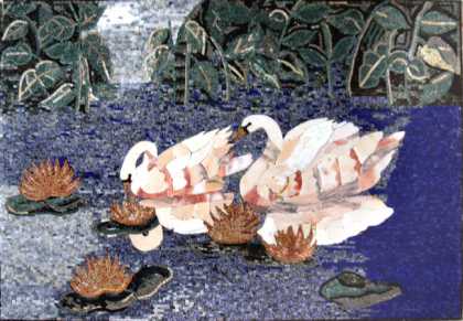 AN272 Beautiful white swans scene Mosaic