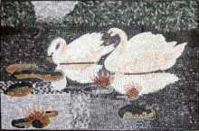 AN288 White swans on lake mosaic