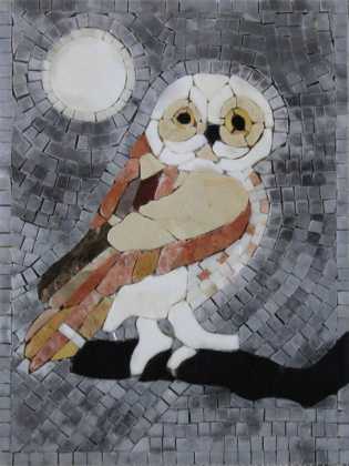Owl Bird and Moon Mosaic