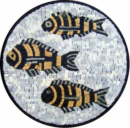 AN325 Circular black & gold fish  Mosaic