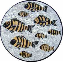 AN326 Circular black & gold fish  Mosaic