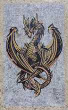 AN331 Gold & black dragon on grey background Mosaic