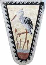 Triangular Stork with Wave Border Mosaic