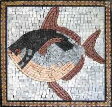 Fish with Big Fins Brown Border Mosaic
