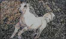AN394 White Horse on Dotted Background Mosaic