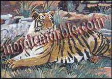 AN404 Tiger sitting in nature mosaic