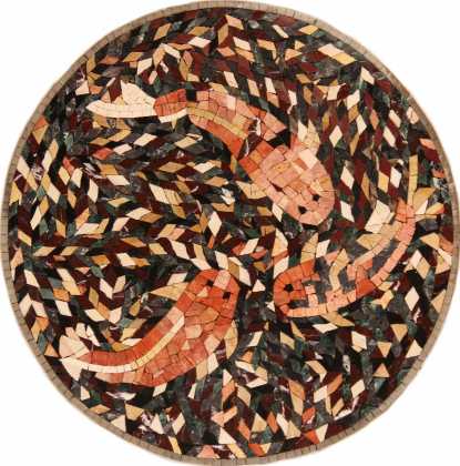 AN435 Circular multicolor fish Mosaic