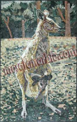 AN603 Mother & baby kangaroo scene Mosaic