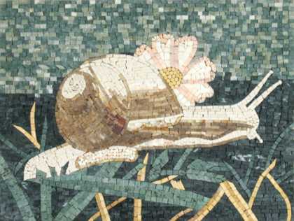 AN672 Snail in Green Landscape Mosaic