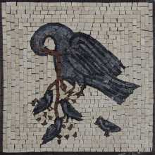 Greco Roman Grey Bird and Chicks Mosaic
