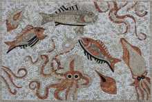 AN764 White & red mixed sea life mosaic