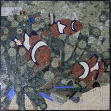 AN849 Red & white fish group Mosaic