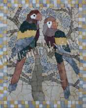 AN858 Colorful parrots and flowers stone Mosaic