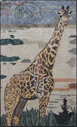 Black & Gold Giraffe Landscape Mosaic