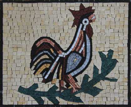 AN949 Colorful Proud Cute Rooster  Mosaic