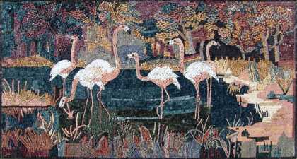 AN99 Flamingo&#39;s In The Water Scene Mosaic