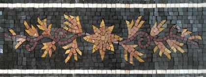 Gold Flowers Design on Black Border Mosaic