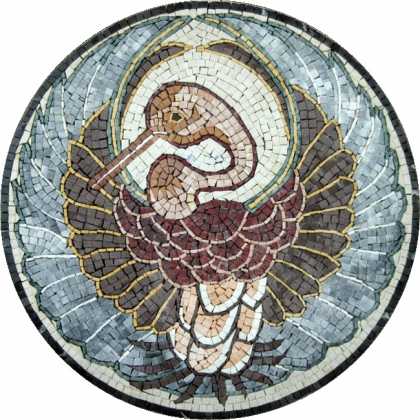 Bird Symbol Round Mosaic Tile Art