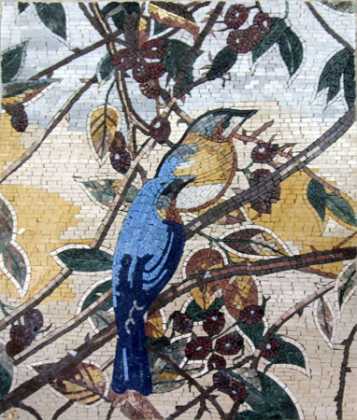 Birds Yellow & Blue Mosaic Wall Accent