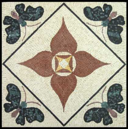 Butterflies Pattern Square Mosaic Floor Tile