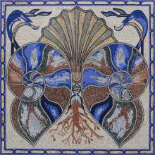 CR1086 Exquisite Blue Symmetrical Seashell  Mosaic