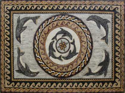 CR1195 Dolphins with Braids and Waves Mosaic